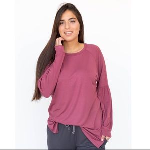 Agnes & Dora Long Sleeve Raglan Top - Marsala